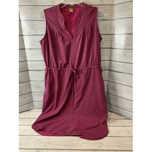 Eddie Bauer Travex dress Size Small Pink travel V neck Waist Tie flattering  Fit